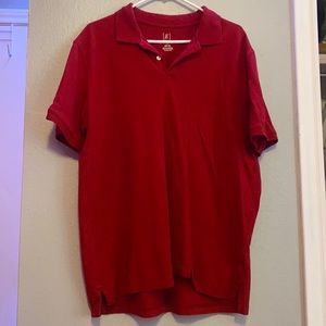 Red collared polo uniform shirt
